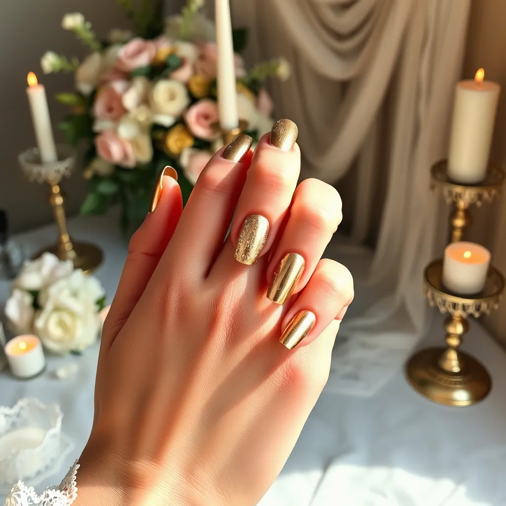 Ślubne inspiracje – paznokcie ze złotem